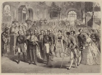 Die Krönung des Zaren, der kaiserliche Zug verlässt die Mariä-Entschlafens-Kathedrale